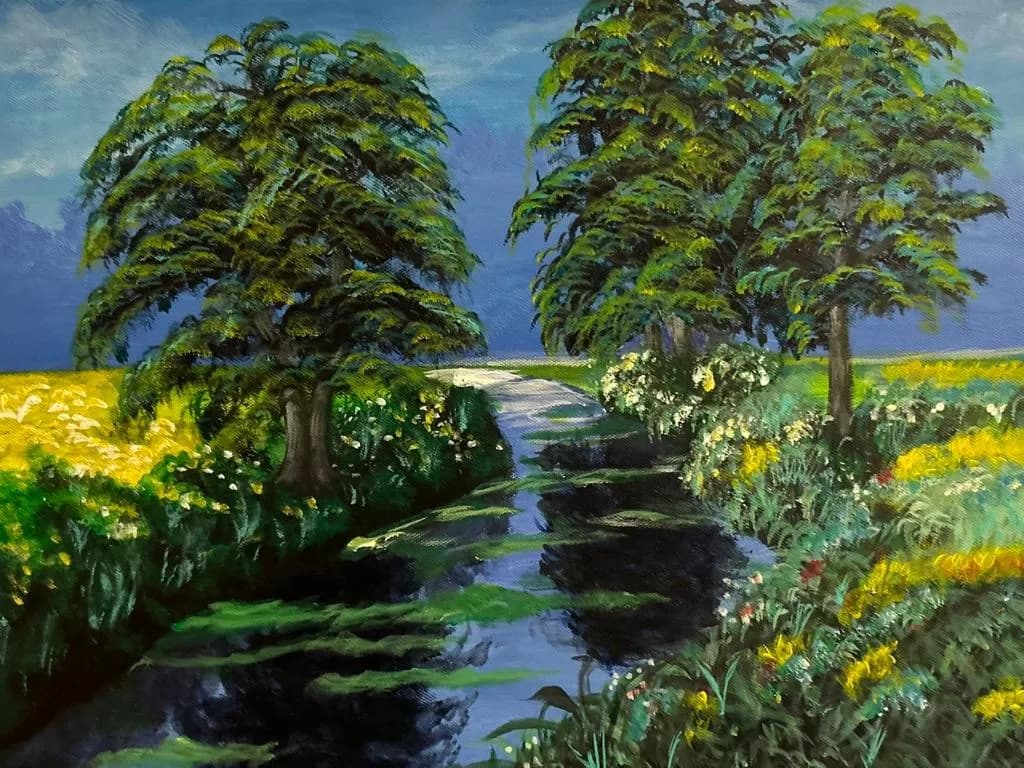 Painting “Stream Between Green Pines” by Jung Sen Tek