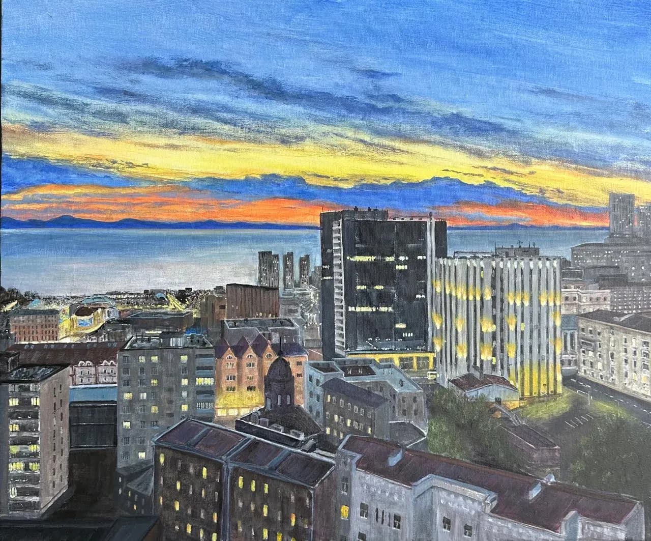 Painting “City at Twilight” by Jung Sen Tek
