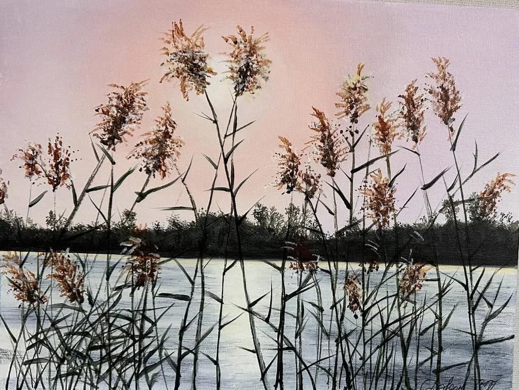 Painting “Reeds at Dusk” by Jung Sen Tek