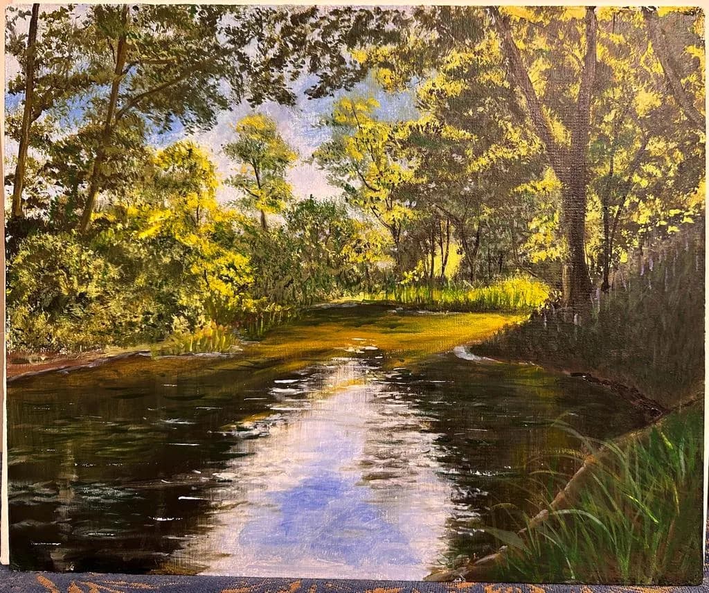 Painting “Forest Stream Reflections” by Jung Sen Tek