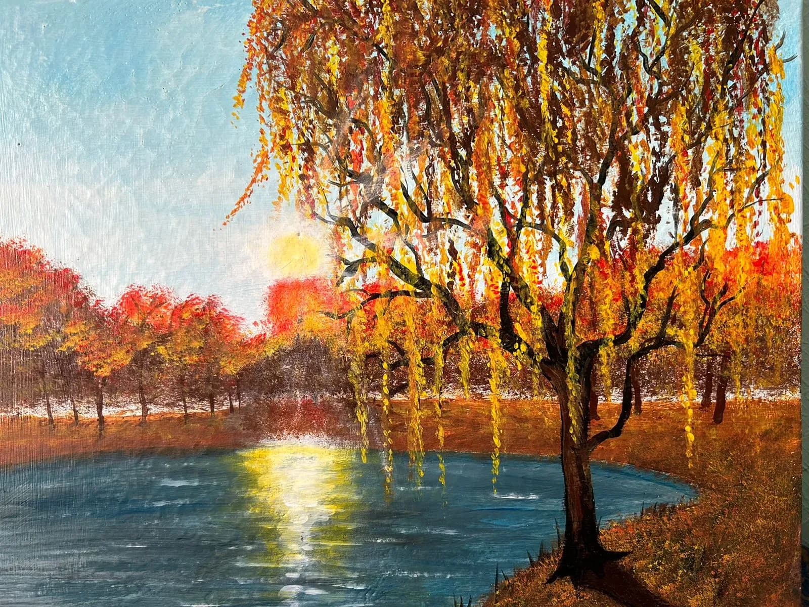 Painting “Autumn Willows at Sunset” by Jung Sen Tek