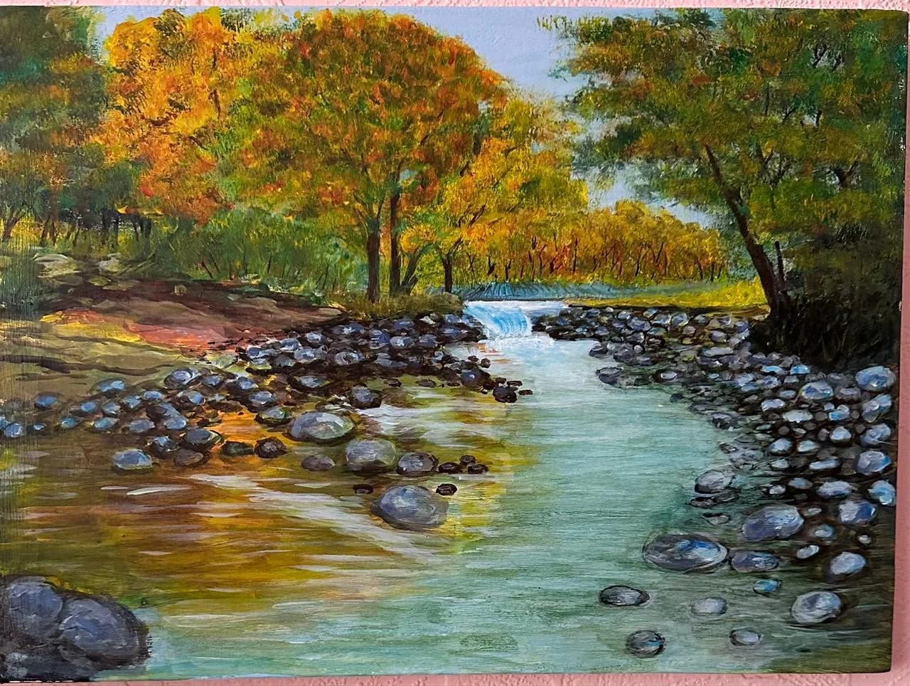 Картина «Каменистый осенний ручей», Jung Sen Tek